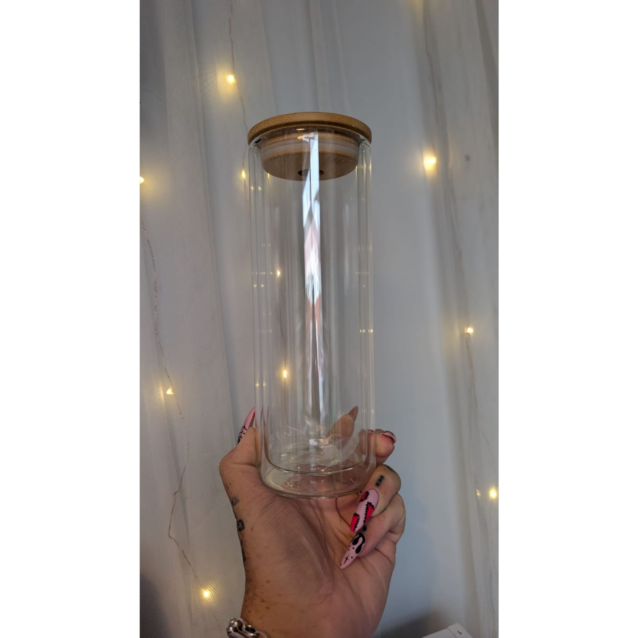 25oz External Glass Snowglobe Cup